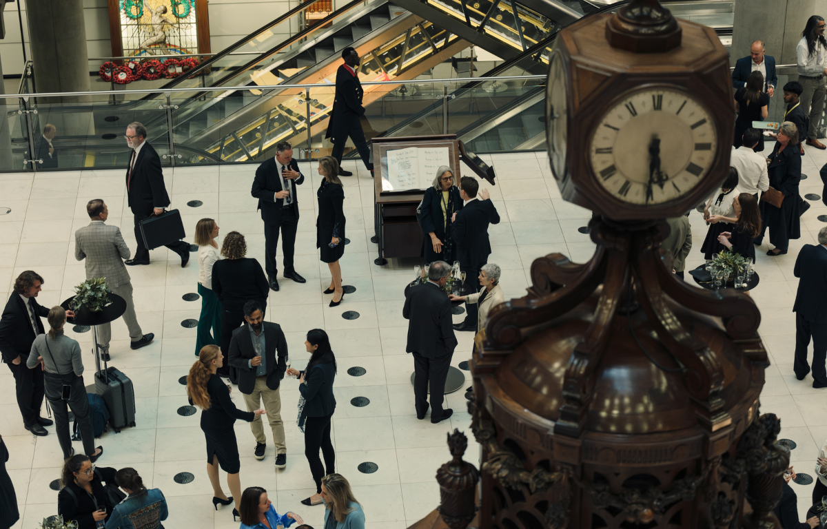 Banner image of escalators in underwriting room