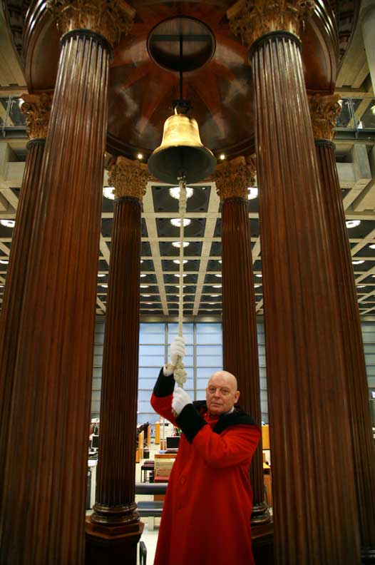 A Lloyd's waiter ringing the Lutine Bell