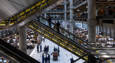 Lloyd's building Underwriting Room escalators